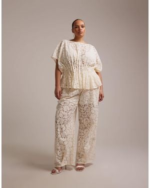 ASOS Asos Design Curve Bridal Lace Trouser Coord - Natural