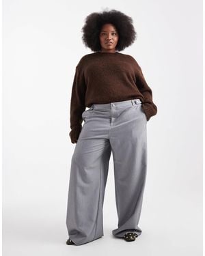 Collusion Plus Tailored Low Rise Relaxed Pants - Gray