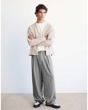 Pull&Bear Darted Tailored Straight Trousers - White