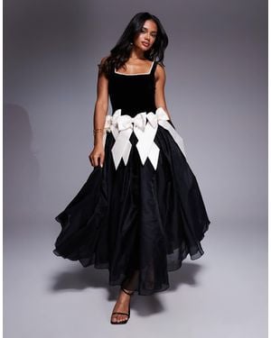 ASOS Velvet Maxi Dress With Pearl Embellished Neckline - Black