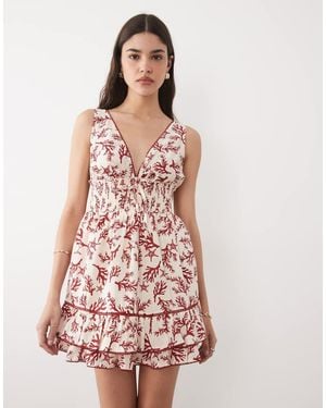 River Island Coral Print Mini Dress - Pink