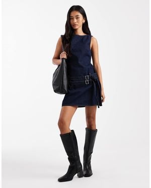ASOS Mini Dress With Double Belt Details - Blue