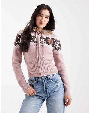 Daisy Street Cárdigan Rosa Negruzco Con Cremallera De Piel Sintética De - Rojo