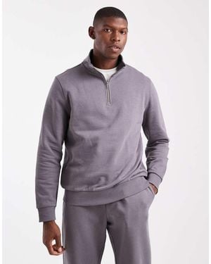 New Look 1/4 Zip Funnel Neck Sweatshirt - Purple