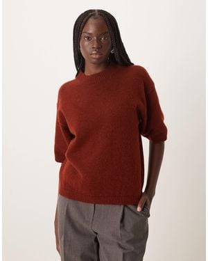 Mango – kurzärmliges strickoberteil - Rot