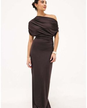 NA-KD Soft Line Draped Maxi Dress - Black