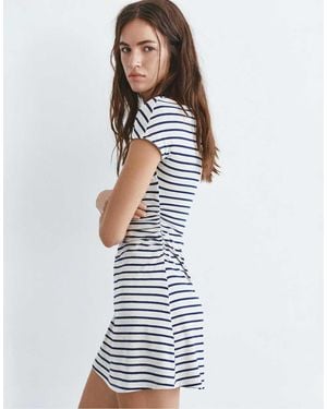 Pull&Bear Asymmetric Striped Dress - White