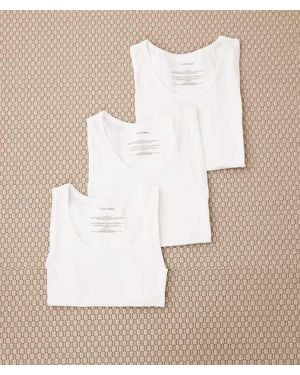Calvin Klein 3 Pack Cotton Rich Vest Top - Natural