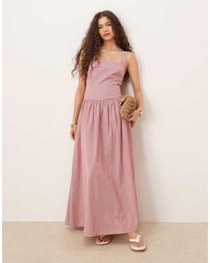 Glamorous Midaxi-Jurk Met Vierkante Hals En Verlaagde Taille - Roze