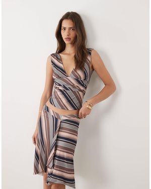 Motel Ruoyu Mixed Stripe Plunge Top - Multicolor