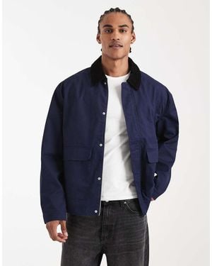 ASOS Barn Jacket With Contrast Collar - Blue
