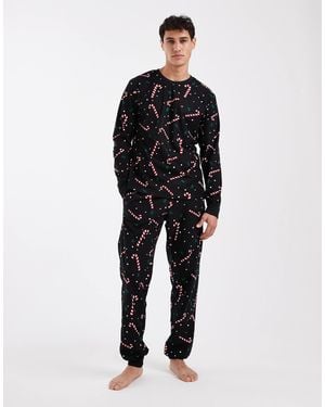 Jack & Jones Candy Cane Lounge Set - Black