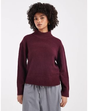 Brave Soul High Neck Knitted Jumper - Purple