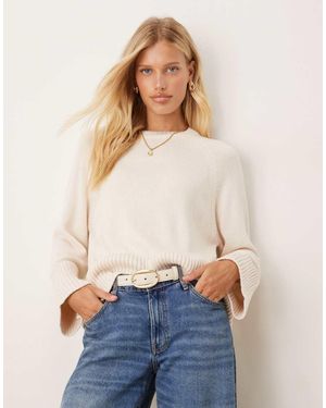 Gina Tricot Gebreide Oversized Sweater Met Ronde Hals - Wit