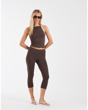 Noisy May Pantalones Capri De Conjunto En Chocolate - Marrón