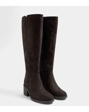 Yours Clothing Wide Fit Block Heel Boots - Black