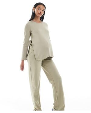 Mama.licious Mamalicious Over The Bump Jersey Trouser Co-ord - Natural
