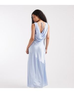 TFNC London Bridesmaid Satin Cowl Front And Back Maxi Dress - Blue