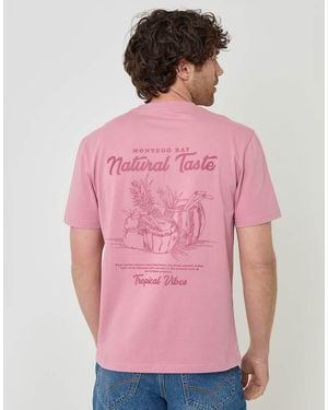 Threadbare Relaxed Fit Graphic Cotton T-Shirt - Pink