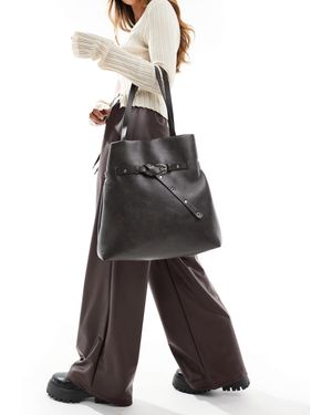 ASOS Stud Buckle Tote Bag - Grey