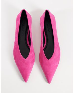 ASOS – lari – spitze ballerinas aus echtem wildleder - Pink