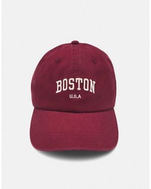 Pull&Bear Boston bestickte kappe - Rot
