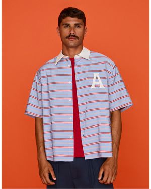 Bershka – kurzärmliges, kastiges hemd - Blau