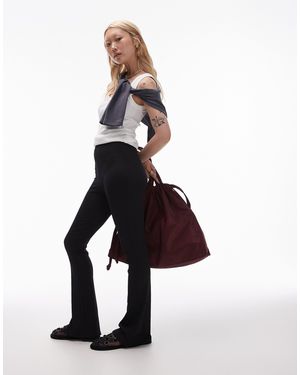 Topshop Unique Skinny Rib Flared Pants - White