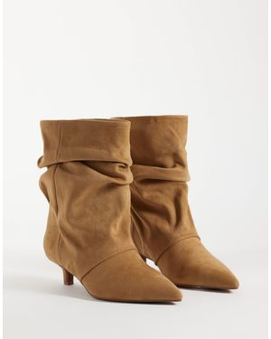 ASOS Rosario slouch-kitten-heel-stiefel - Braun