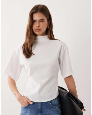 ASOS Short Sleeve With High Neck Top - White