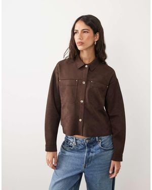 Jdy Faux Suede Overshirt - Brown