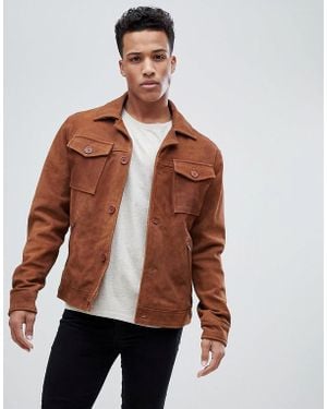 Barneys Originals Suede Western Pocket Jacket - Brown