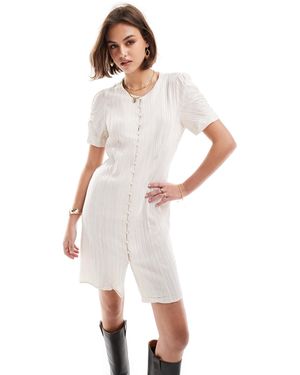 Object Textured Buttondown Mini Dress - White