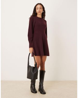 Aware Knitted Fit And Flare Mini Dress - Purple