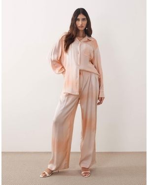 ARRANGE Satin Wide Leg Trouser Co-ord - Pink