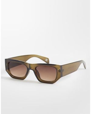 ASOS Gafas De Sol Medianas En Tonos Verdes Cuadradas Angulares Con Lentes Rosas Degradadas - Neutro