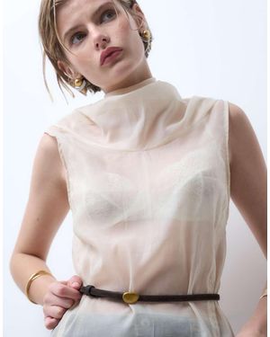 ASOS Suede Skinny Waist And Hip Belt With Disc Buckle - White