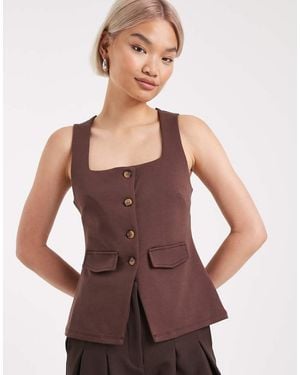 New Look Jersey Square Neck Waistcoat - Purple