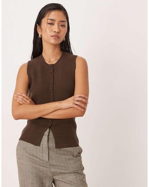 Threadbare Canotta Stile Cardigan Cioccolato - Marrone