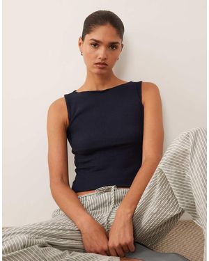Brave Soul High Neck Singlet Top - Blue