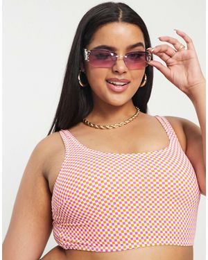 Pieces Plus Pieces Curve Scoop Neck Bikini Top - Pink