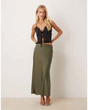 Vila Satin Maxi Skirt - Green