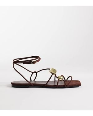 Glamorous Flat Sandals With Detail - Brown