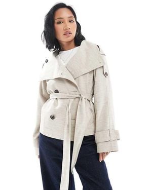 ASOS Asos Design Petite Short Linen Trench Coat - White