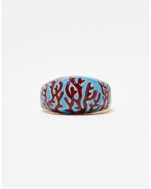 ASOS Limited Edition Ring With Enameled Coral Design - Blue