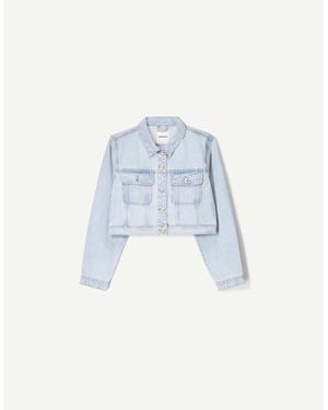 Bershka Veste courte en jean - clair - Bleu