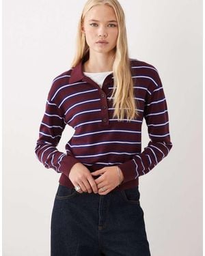 ARKET Jersey Polo De Lana Merina A Rayas-Rosa - Morado