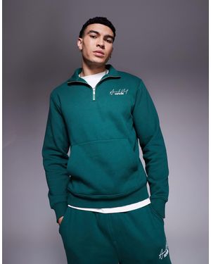 River Island Ame Le Nuit Half Zip Sweatshirt - Green
