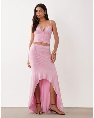 ASOS Mesh Asymmetrical Skirt - Pink