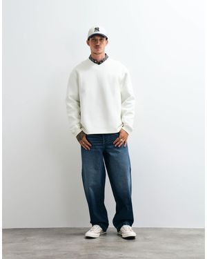 ASOS Sweat-shirt col v décontracté en tissu style scuba crème - Blanc